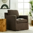 thumbnail image 4 of Serene Fabric Slipcovered Swivel Armchair in Mocha, 4 of 9