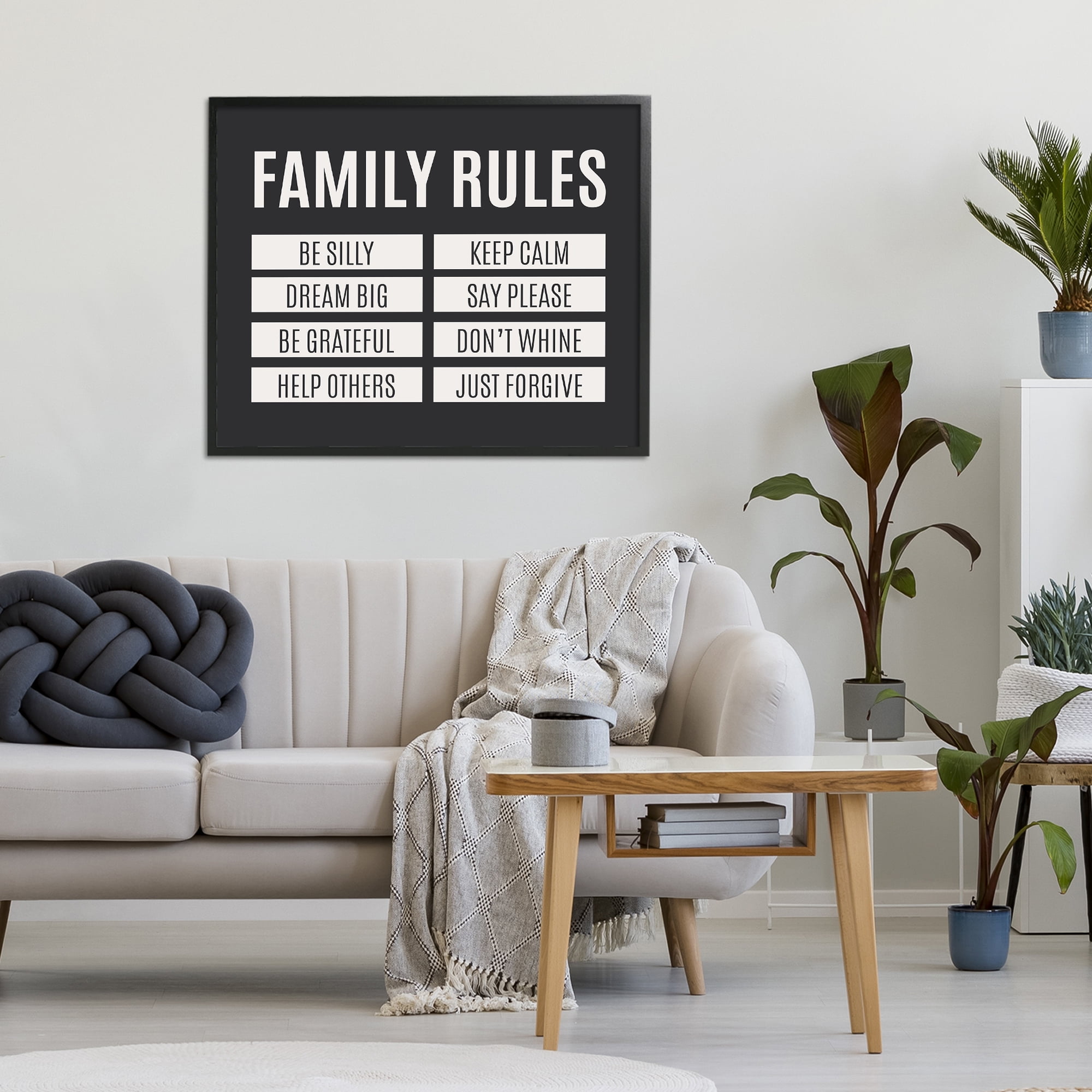 Stupell Industries Family Rules Simple Black Black Framed Giclee Art, design by SD Graphics Studio