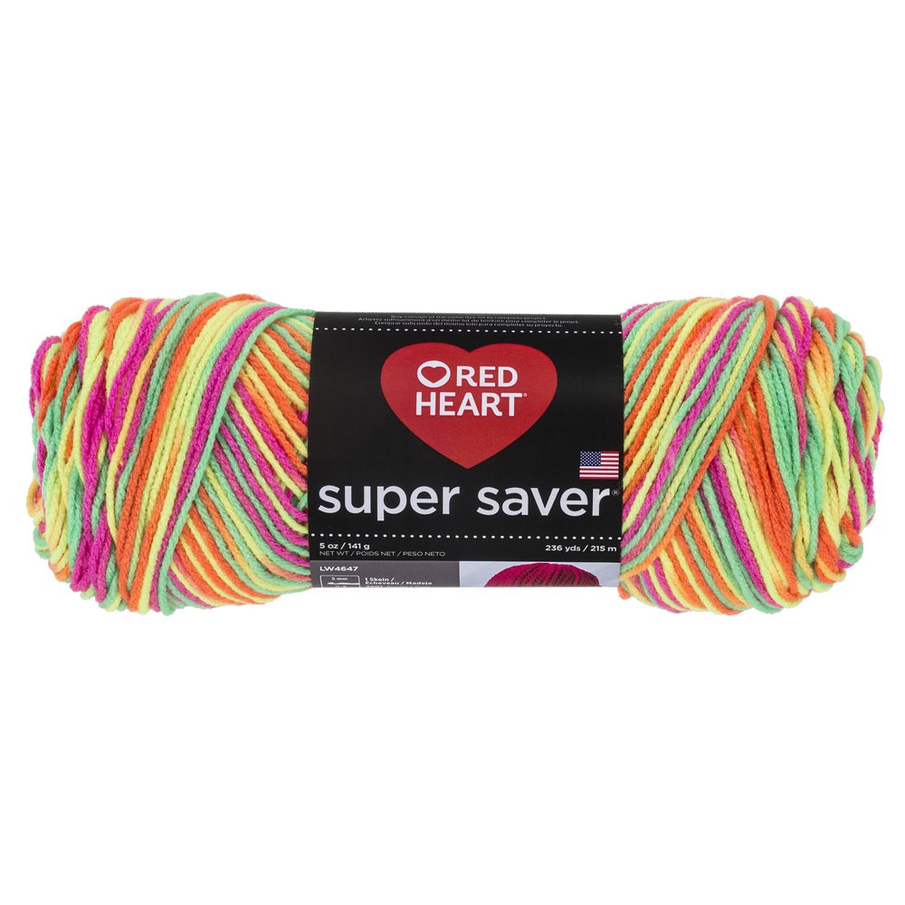 Red Heart Super Saver Day Glow Yarn, 1 Each