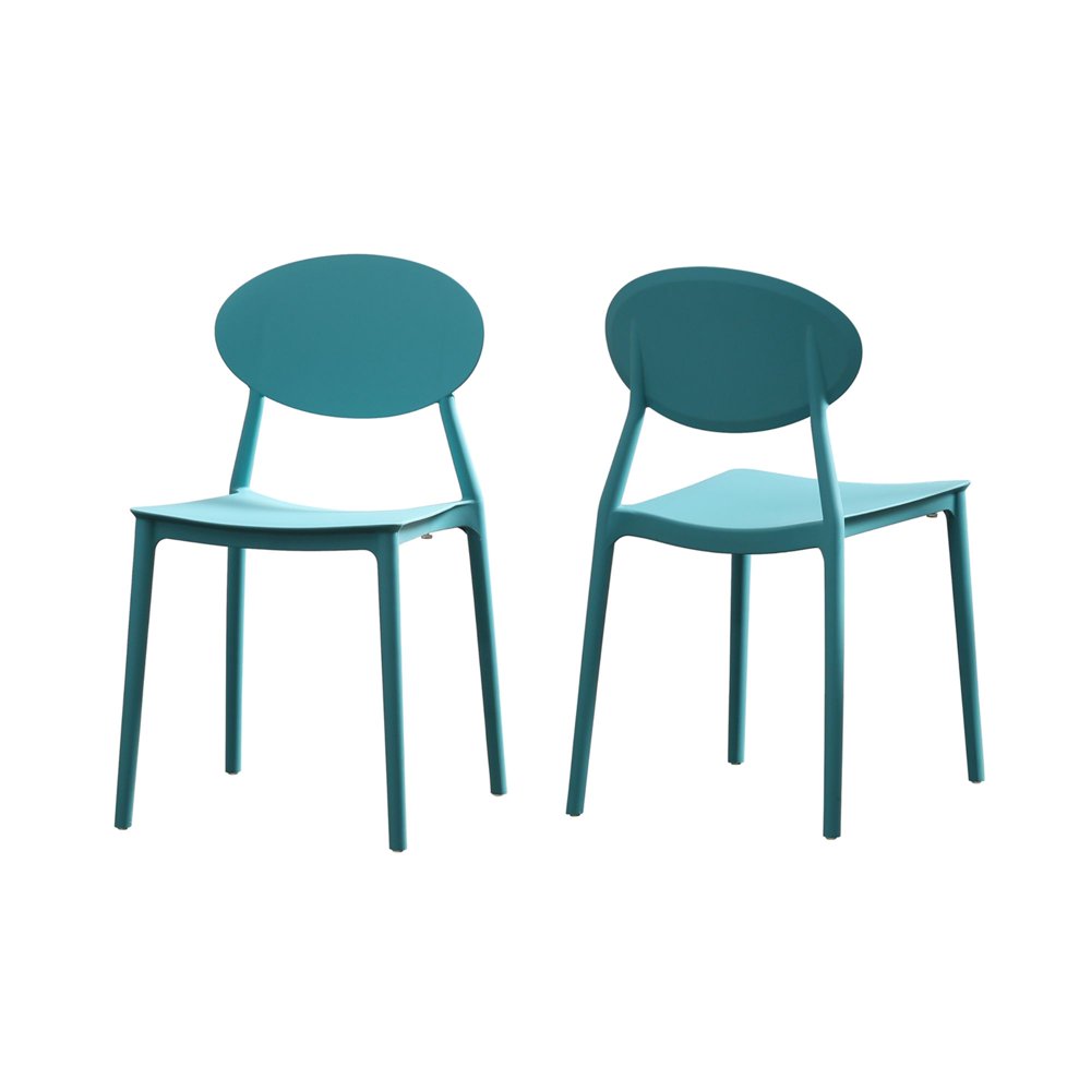 Set of 2 Teal Blue Hand Crafted Outdoor Plastic Chairs 32" Walmart