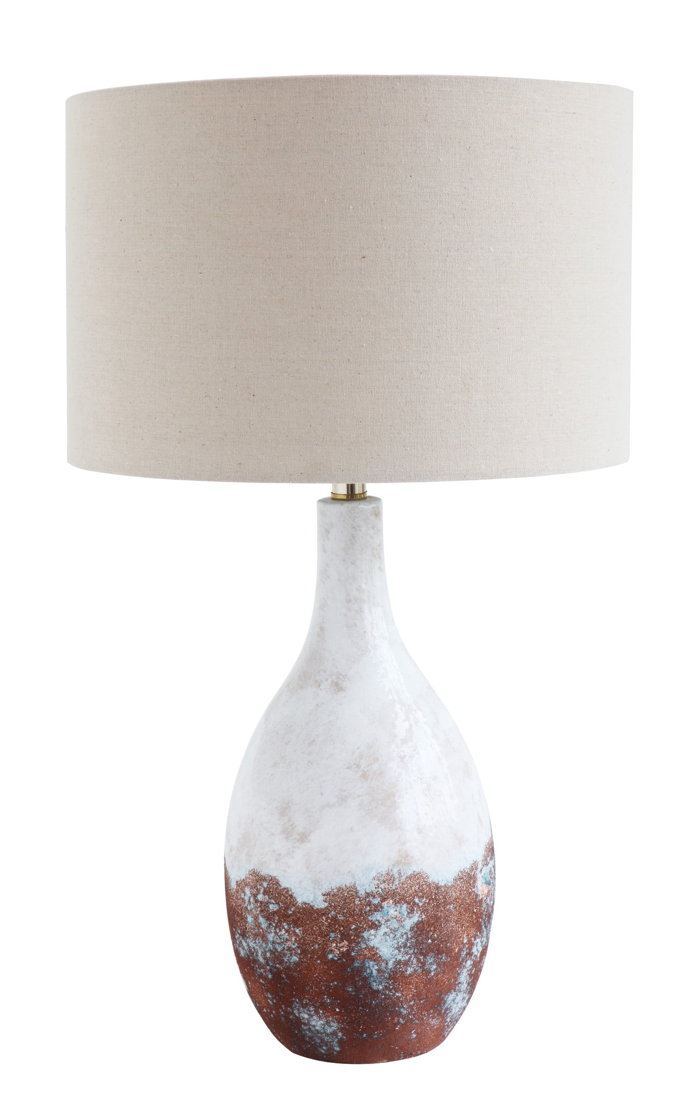Creative Co-Op 2-Tone Ceramic Table Lamp with Linen Shade (Each one ...