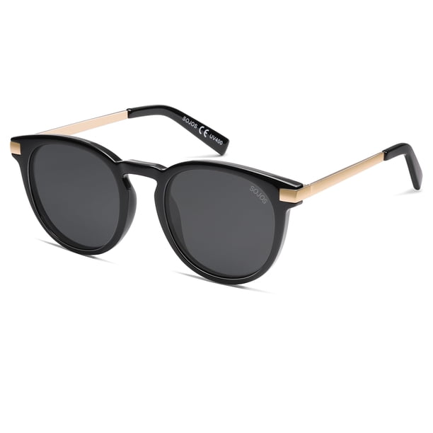 Gafas de sol redondas retro polarizadas SOJOS SJ2368 negras/grises