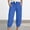 Blue, variant on Women's Capri Pants, High Waist Drawstring Elastic Waistband Side Pocket Loose Lantern Jogger Cuffed Hem Cropped Mid Calf Casual Daily Lounge Bottoms, Blue L