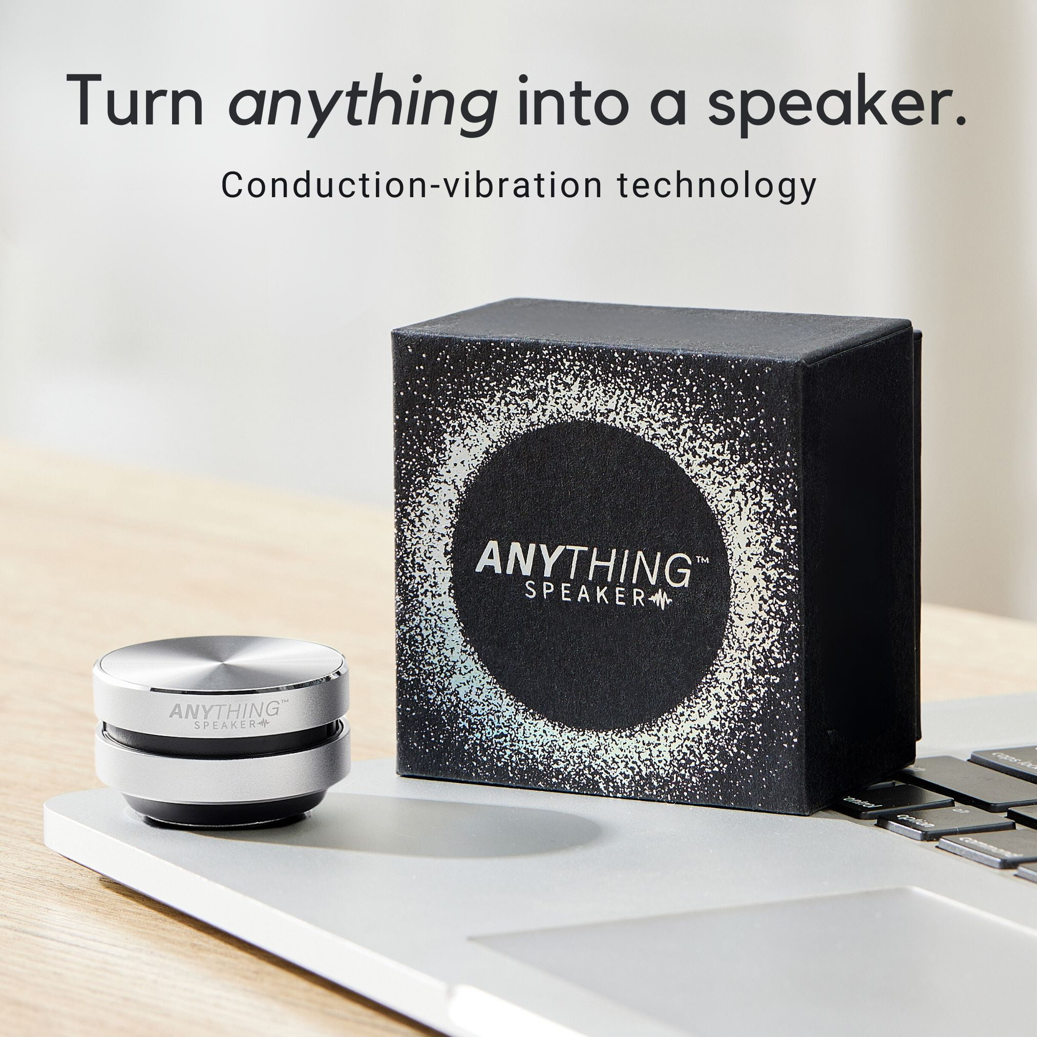 Anything Speaker - Turn Anything Into A Speaker - Mini Bluetooth Speaker - Extra Small Portable Bone Conduction Vibration Speaker (Aerospace Aluminum)
