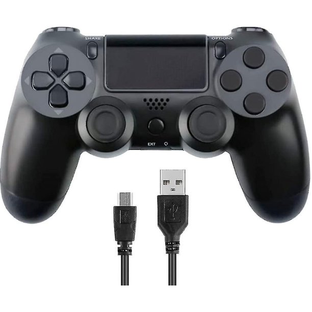 Controlador inalámbrico compatible con P-s5 - Gamepad de control remoto recargable con cable de carga (negro) Hs