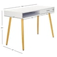 thumbnail image 3 of SAFAVIEH Jorja Contemporary White/Gold 1-Drawer Writing Desk (43.3 in. W x 19.7 in. D x 29.7 in. H), 3 of 13