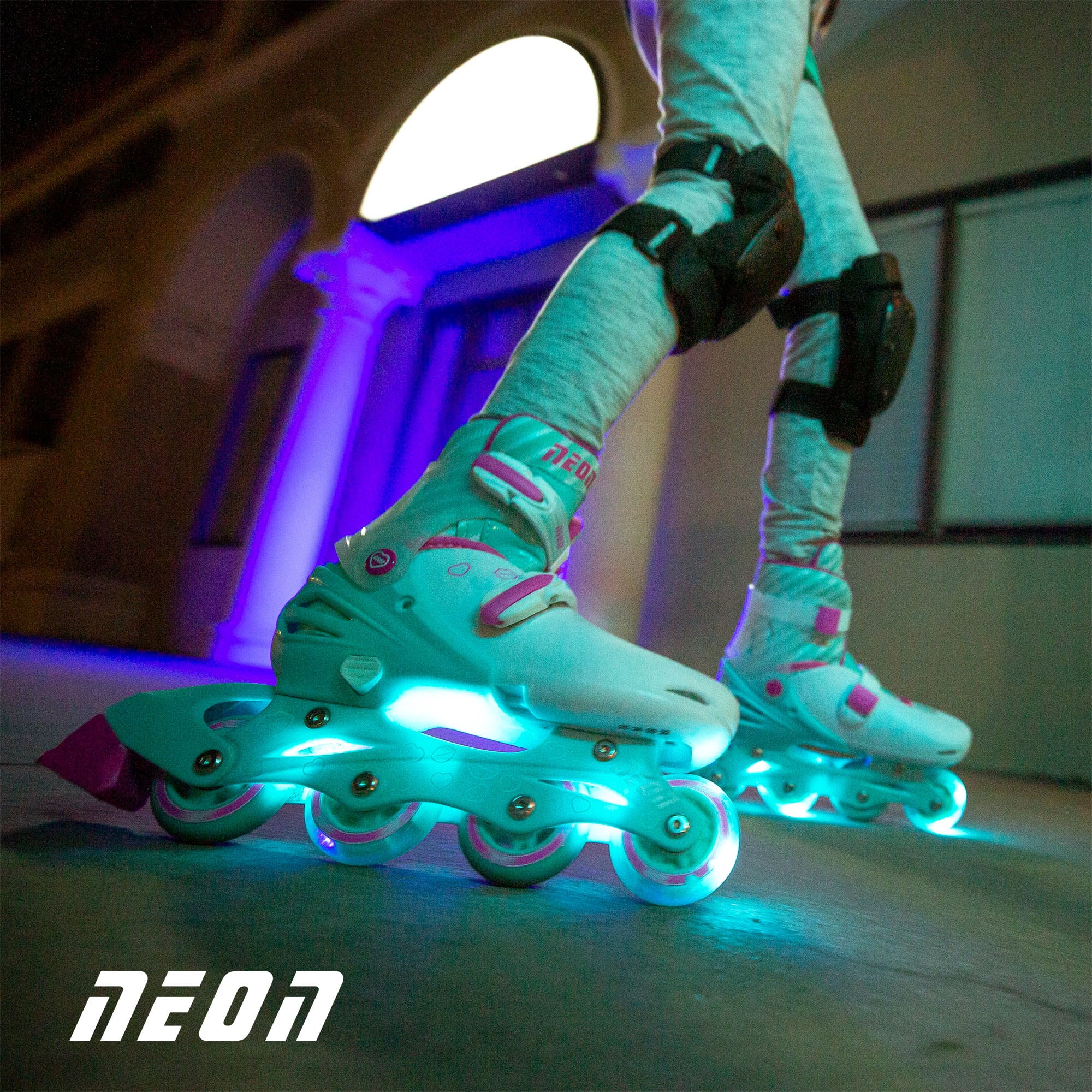 Yvolution Neon Quad Teal Pink 3-6 Adjustable Size