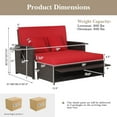 thumbnail image 4 of Costway Patio Rattan Loveseat Set Daybed Lounge Storage Ottoman Side Tables Adjust Red, 4 of 10