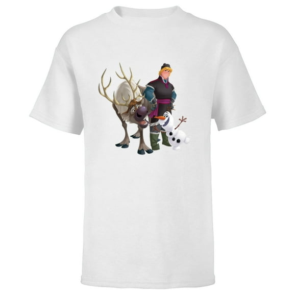 Disney Frozen Kristoff Olaf Sven T-Shirt - Short Sleeve T-Shirt for Kids - Customized-White