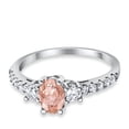 thumbnail image 3 of Oval Accent Wedding Ring Morganite CZ 925 Sterling Silver Size 9, 3 of 7