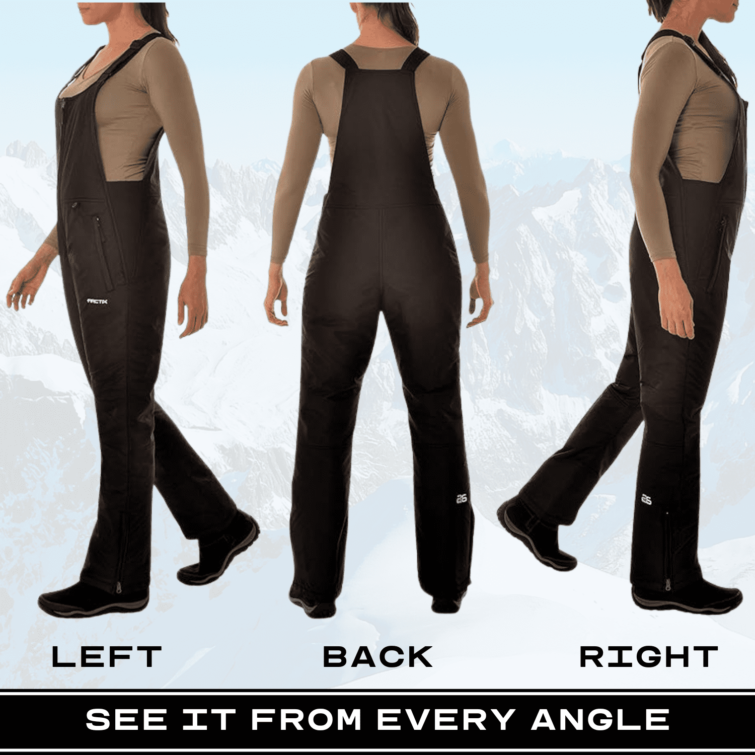 Arctix Women's Essential Insulated Ski Bibs, Water Resistant Snow Pants for Skiing & Snowboarding, (Black, Large)