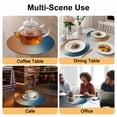 thumbnail image 2 of Burnt Orange Blue Ombre Round 13 Inch Placemats Set of 6, Abstract Modern Art Aesthetics HeatResistant Non Slip Place Mats for Dining Table, Wipeable Braided Kitchen Table Mats for Housewarming, 2 of 9