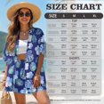 thumbnail image 7 of FKEKYI Blue Monstera Palm Leaf Print Womens 2 Pcs Short Set Open Front Shirt Top Summer Outfits Shorts with Elastic Waist Beachwear Breathable Lounge Set Resort Wear, XL, 7 of 7