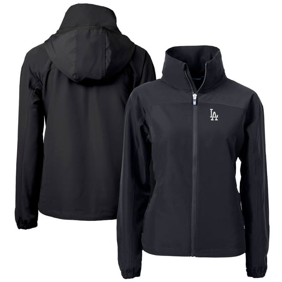 Women's Cutter & Buck  Black Los Angeles Dodgers Charter Eco Recycled Full-Zip Jacket