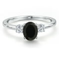 thumbnail image 3 of Gem Stone King 14K White Gold Black Onyx and White Lab Grown Diamond Engagement Ring for Women | 0.90 Cttw | Oval 7X5MM | Gemstone December Birthstone | Size 8, 3 of 6