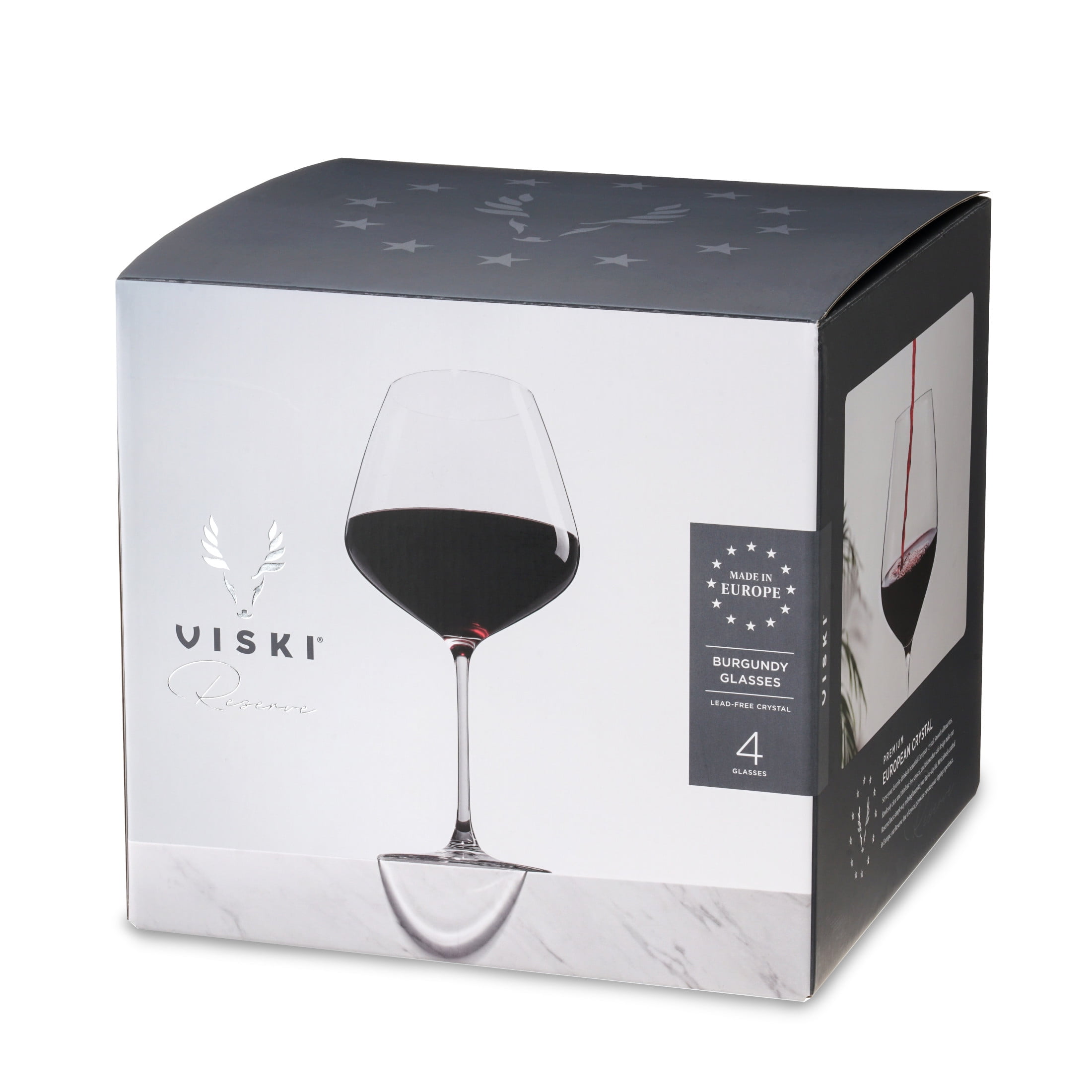 Viski Inez Burgundy Red Wine Glasses, Party, Wedding Gifts, 31 oz, Set of 4