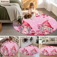 thumbnail image 5 of Round Area Rug 4 Ft, Valentine's Day Washable Non-Slip Circle Carpet for Living Room/Bedroom, Ombre Pink Gnomes Love Roses Romantic Low-Profile Crawling Mats Collection Rugs for Indoor, 5 of 7
