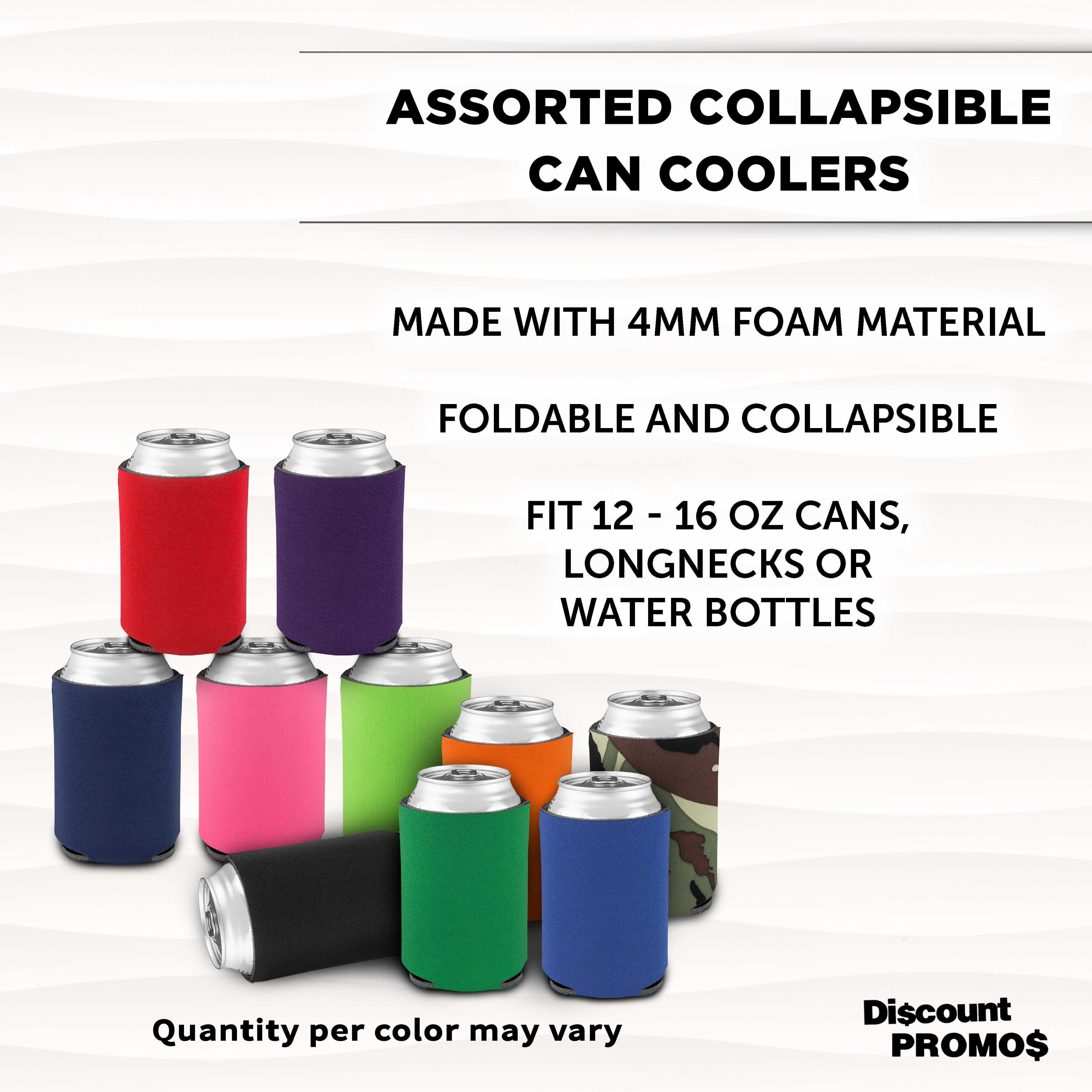 Can Coolers - Set of 50 - Assorted Premium Collapsible Cooler Cans And Bottles Holder - Beer Drink Insulator Sleeve - Assorted (Colors May Vary)