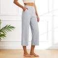 thumbnail image 2 of Womens Capri Pants Summer Cropped Pants Comfy Tummy Control Capris with Pockets Loose Fit Soft Lounge Capri Trousers, 2 of 5