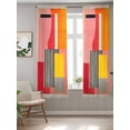 thumbnail image 2 of Pink Red Orange Curtains 63 Inch Length, Sheer Curtains for Bedroom Living Room Window Modern Abstract Oil Painted Geometric Rod Pocket Drapes Kitchen Curtains Small Half Window 42"x63" 2 Panels, 2 of 6