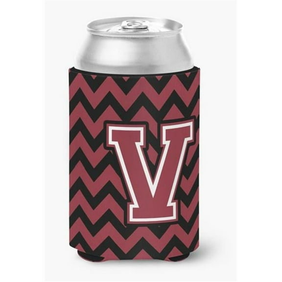 Letter V Chevron Garnet & Black Can or Bottle Hugger
