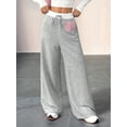 thumbnail image 5 of Women'S Wide Leg Baggy Sweatpants Side Striped Number Graphic Track Pants Gray S, 5 of 9