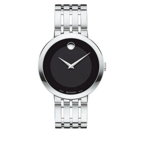 Accutron Black Bracelet - Movado Men's Steel Bracelet & Case Swiss Quartz Black Dial Analog Watch 0607057