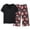 A-Black19, variant on Womens Pajama Sets Summer Plus Solid Color V-Neck Short Tops & Floral Print Cropped Pants Lounge Sets Daily Nightwear Ladies Soft Sleepwear