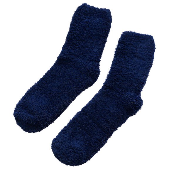 TELOLY 1Pairs Grip Socks,Thick Fleece Grippy Socks,Warm and Cozy Slipper Socks for Men,NavyBlue