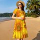 thumbnail image 4 of Easygdp 3D Sunflowers para Vestido Transpirable de Mujer, Vestido Suelto de Manga Corta con Pliegues y Bolsillos para el Verano, 4 of 6