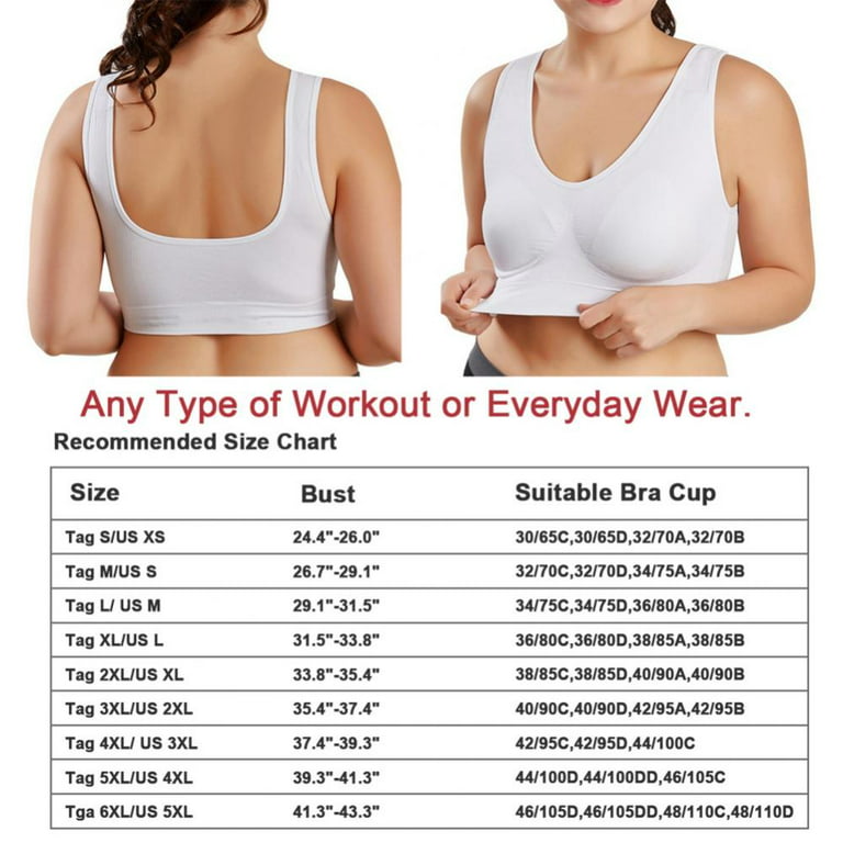 Pretty Comy Sports Bras for Women - 3 Pack/Size S to 6XL 