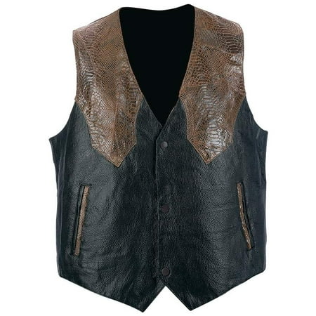 Giovanni Navarre® Hand-sewn Pebble Grain Genuine Leather Western-style Vest - Extra Large - GFVWBRXL