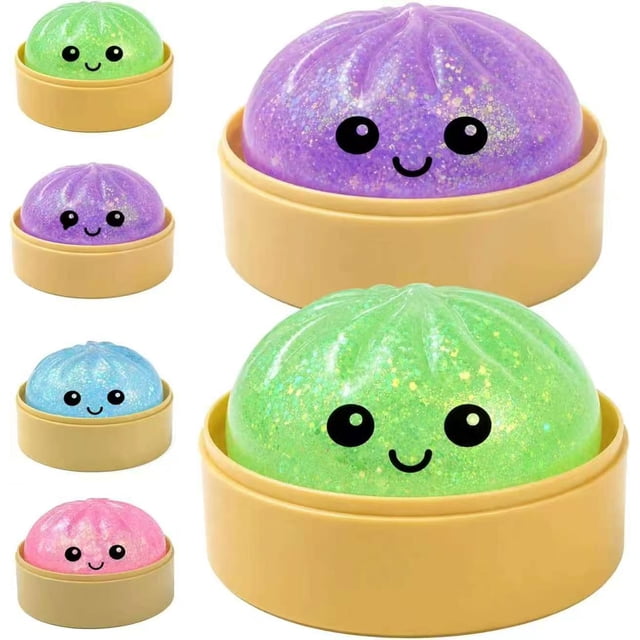 Pelotas antiestrés Squishy de Dumplings con glitter ltrueona, 2 piezas
