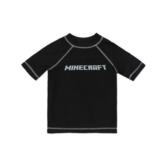 Minecraft Boys' Silver Logo Rash Guard (Little Boys)