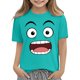 thumbnail image 5 of Blusas y camisas de manga corta con cuello redondo para niños y niñas, color liso, con estampado de expresión linda, manga corta, holgadas y cómodas, blusa para niña, 5 of 6