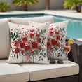 thumbnail image 4 of Valentine Red Love Heart Outdoor Waterproof Pillow Covers, Eucalyptus Leaves Rose Vintage Decorative Square Throw Pillowcase Sofa Cushion Sham for Patio/Couch/Chair, 20"x20" 2 Pack, 4 of 8