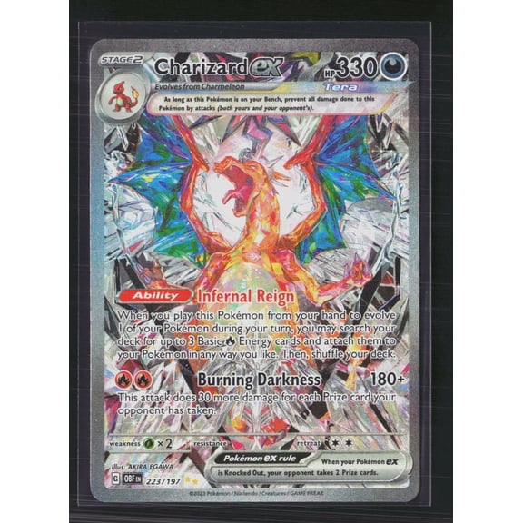 Collectible 2023 Obsidian Flames Charizard EX Holo Secret Rare SAR #223/197 Pokemon Trading Card