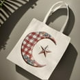 thumbnail image 2 of Stylish Canvas Tote Bag with Red & White Checkered Design Floral & Star Motifs - Perfect for Shopping Travel & Parties, 2 of 6