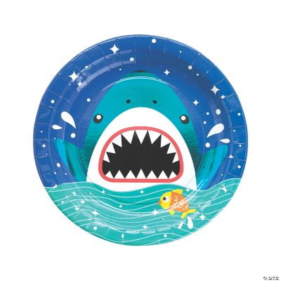Shark Party Dinner Paper Plates, Birthday, Party Supplies, 8 Pieces