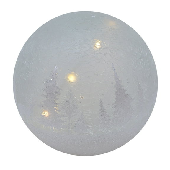 Frosted LED Wonderland Winter White 6 x 6 Crackle Glass Holiday Snow Globe