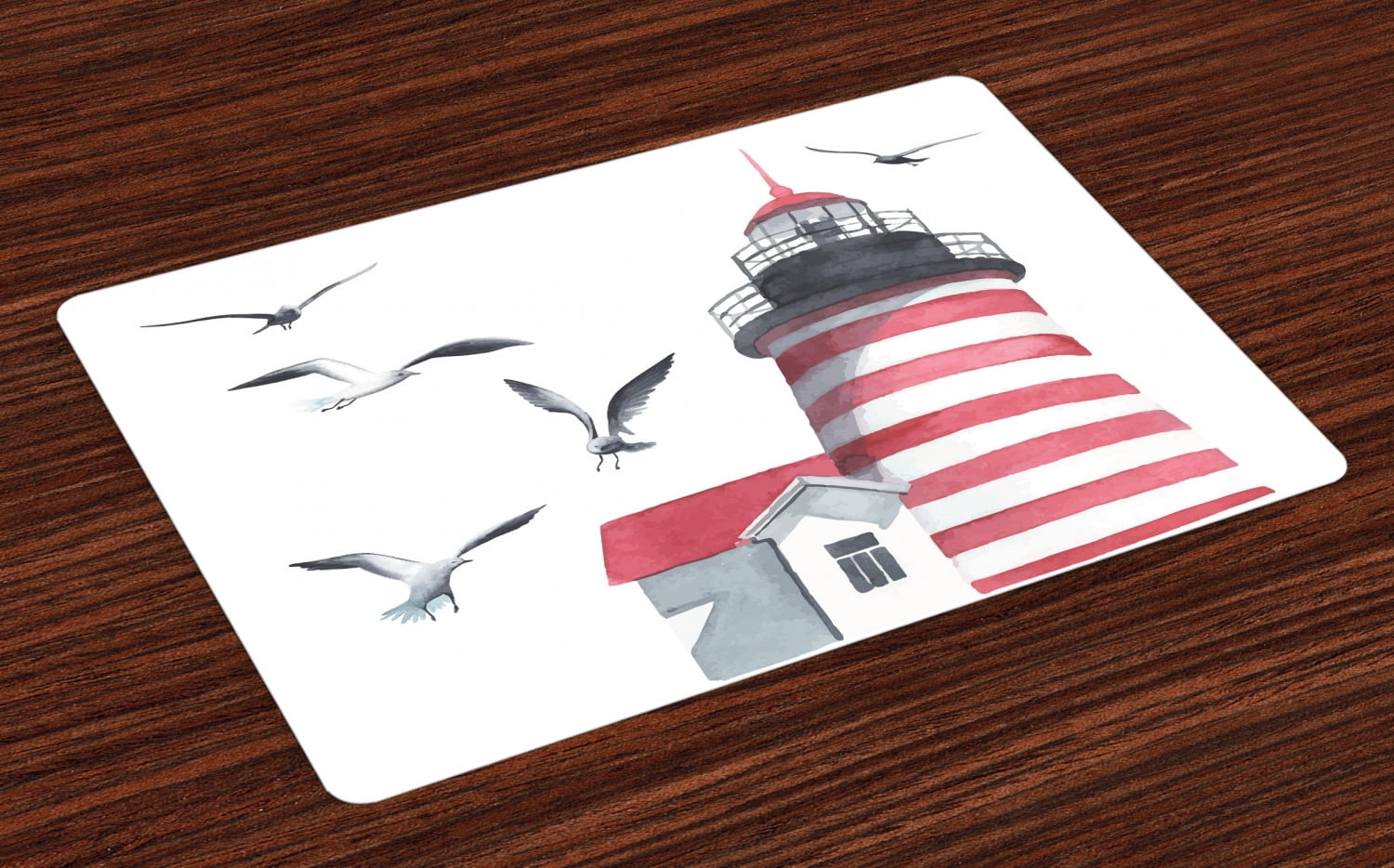 Lighthouse Placemats Set of 4 Lighthouse and Seagulls on the Beach