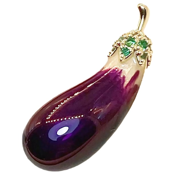 Broche de berenjena con forma de pin de solapa, accesorio de moda para chaqueta, camiseta, cheongsam.