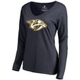 thumbnail image 2 of Women's Filip Forsberg Navy Nashville Predators Backer Name & Number Slim Fit Long Sleeve V-Neck T-Shirt, 2 of 3