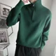 thumbnail image 4 of Suéter de punto para hombre, color sólido, ropa para hombre, cuello con cremallera, negro, liso, jerseys holgados, cuello grande, talla grande, overfit, 4 of 5