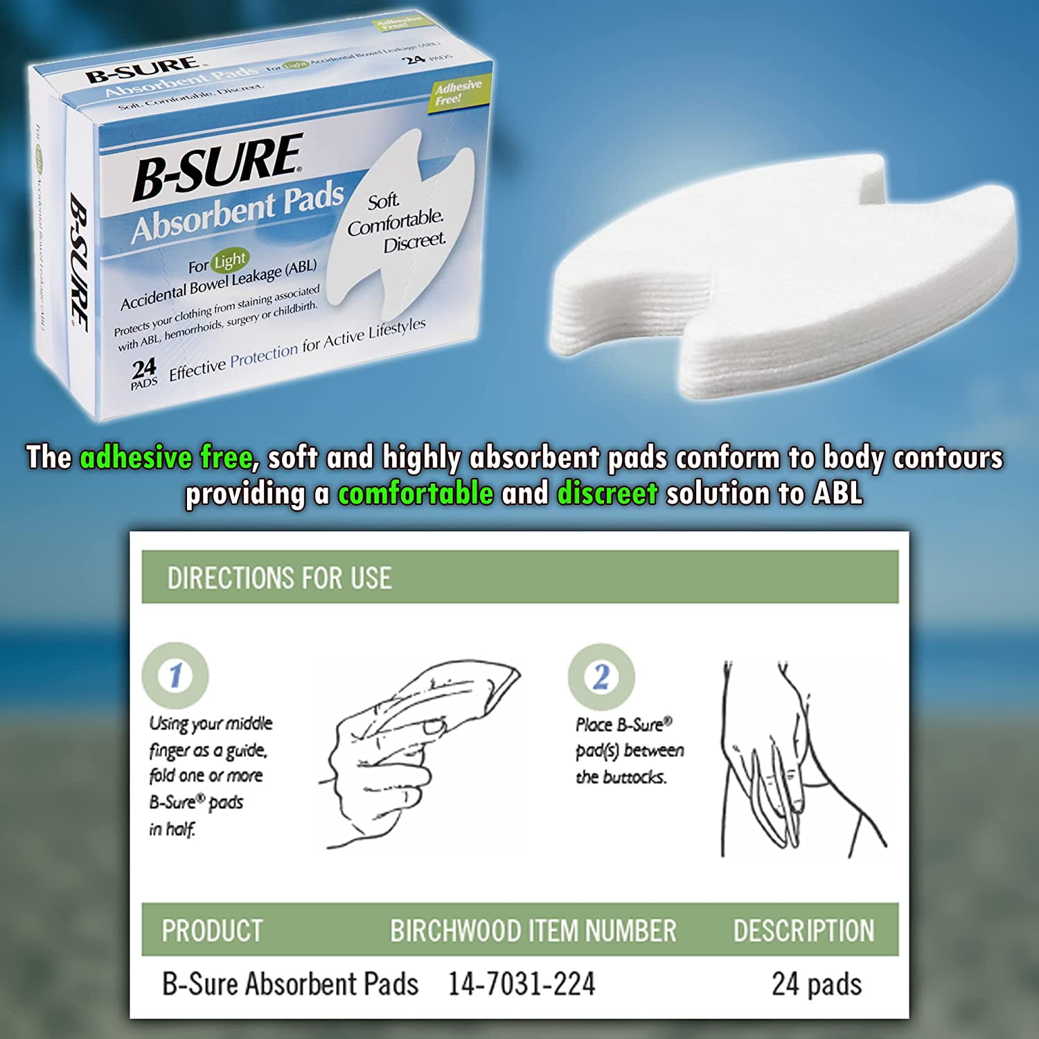 B-Sure Anal Leakage Pads Box 24 Pads