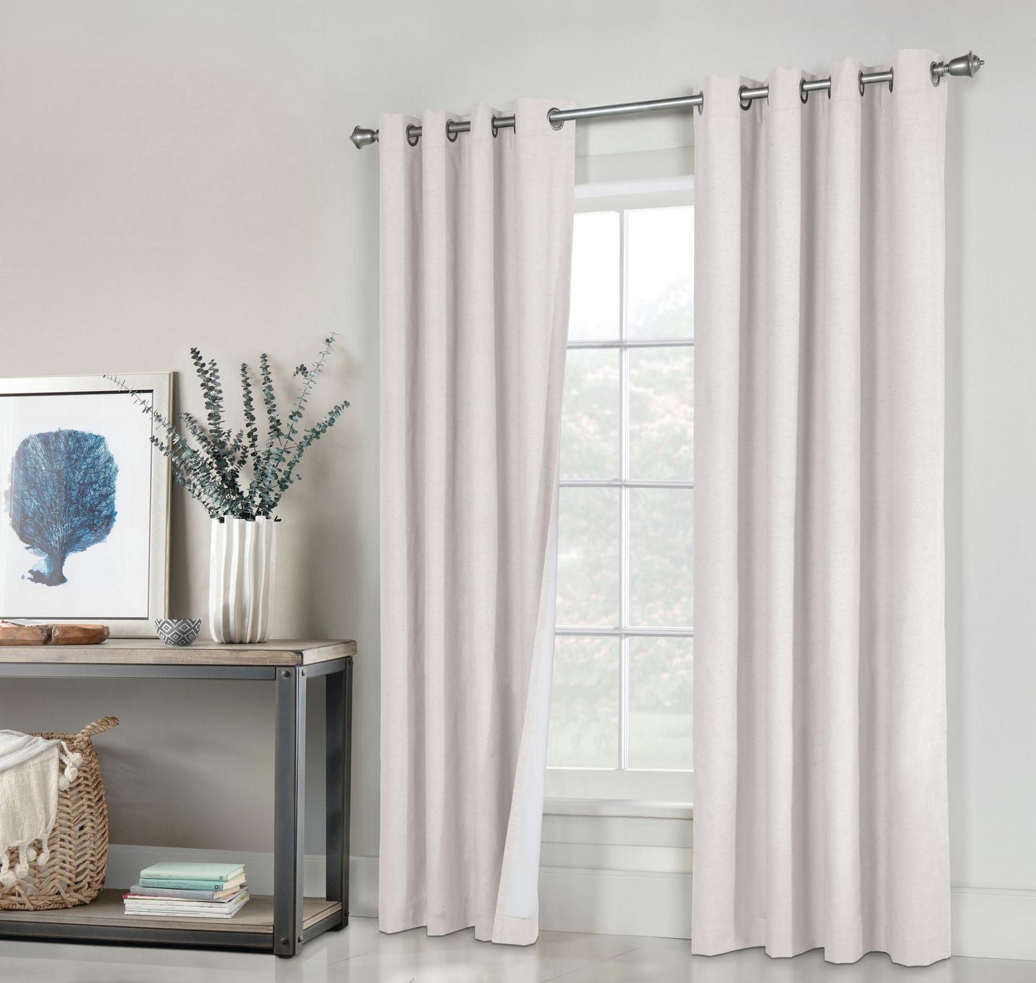 Loft Living Shanel Total Blackout Faux Linen Grommet Single Curtain Panel 52" x 95" in Sand