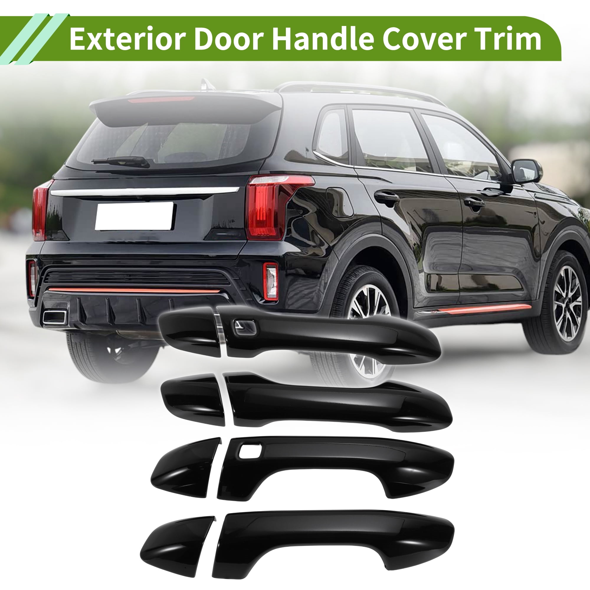 Unique Bargains Exterior Door Handle Cover Trim for Kia Sportage 2017-2022 Bright Black