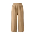 thumbnail image 6 of Edvintorg Capris for Women Lightweight Loose Elastic Waisted Wide Leg Casual Capri Pants Clothes for Women Khaki L, 6 of 6