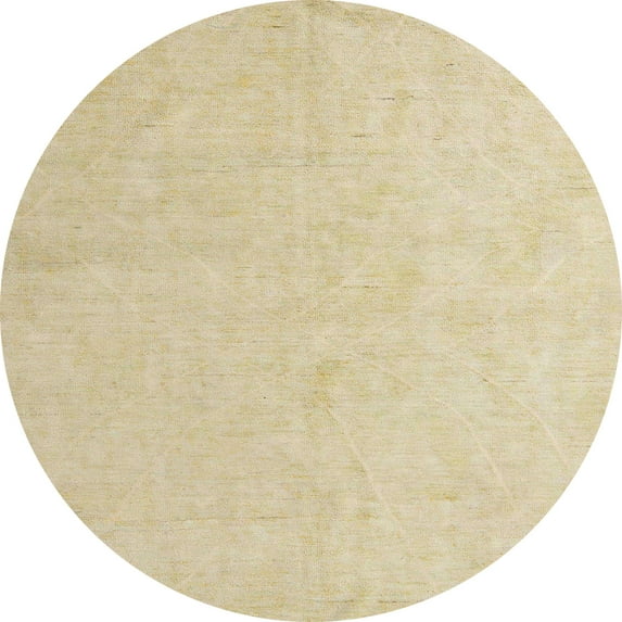 Ahgly Company Machine Washable Indoor Round Abstract Brown Gold Area Rugs, 6' Round