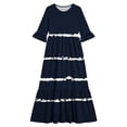 thumbnail image 4 of ITSAME Girls Summer Dresses Ruffle Short Sleeve Striped Print Round Neck Flowy Casual A-Line Dress Navy Size 5T, 4 of 7